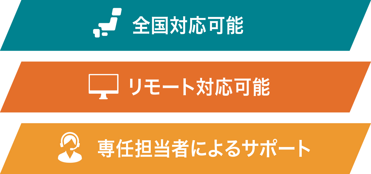 全国対応可能!リモート対応可能!専任担当者によるサポート!
